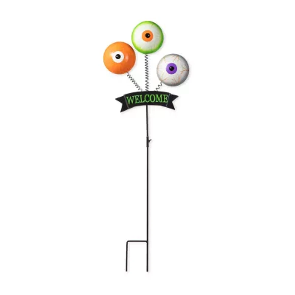 Glitzhome "35.25"" Metal Spring Eyeballs Yard Stake" Halloween Yard Art