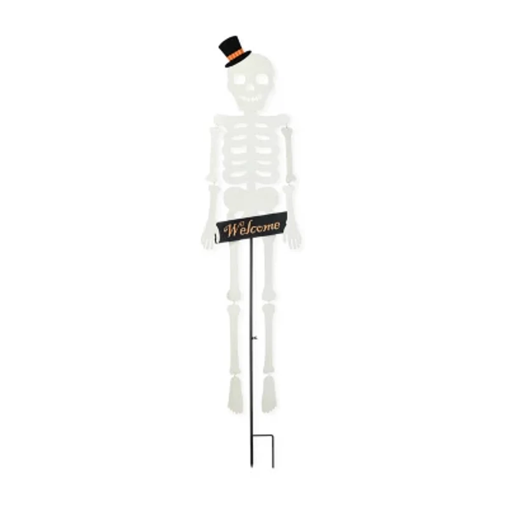 Glitzhome "60""Metal Dangling Skeleton Yard Stake" Halloween Yard Art