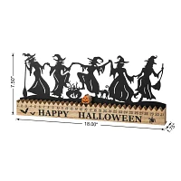 Glitzhome "18""Dancing Witch Silhouette Table Sign" Halloween Tabletop Decor