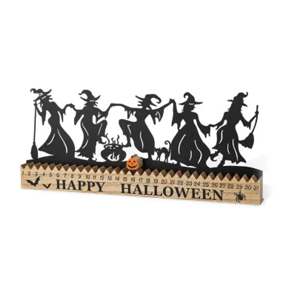 Glitzhome "18""Dancing Witch Silhouette Table Sign" Halloween Tabletop Decor