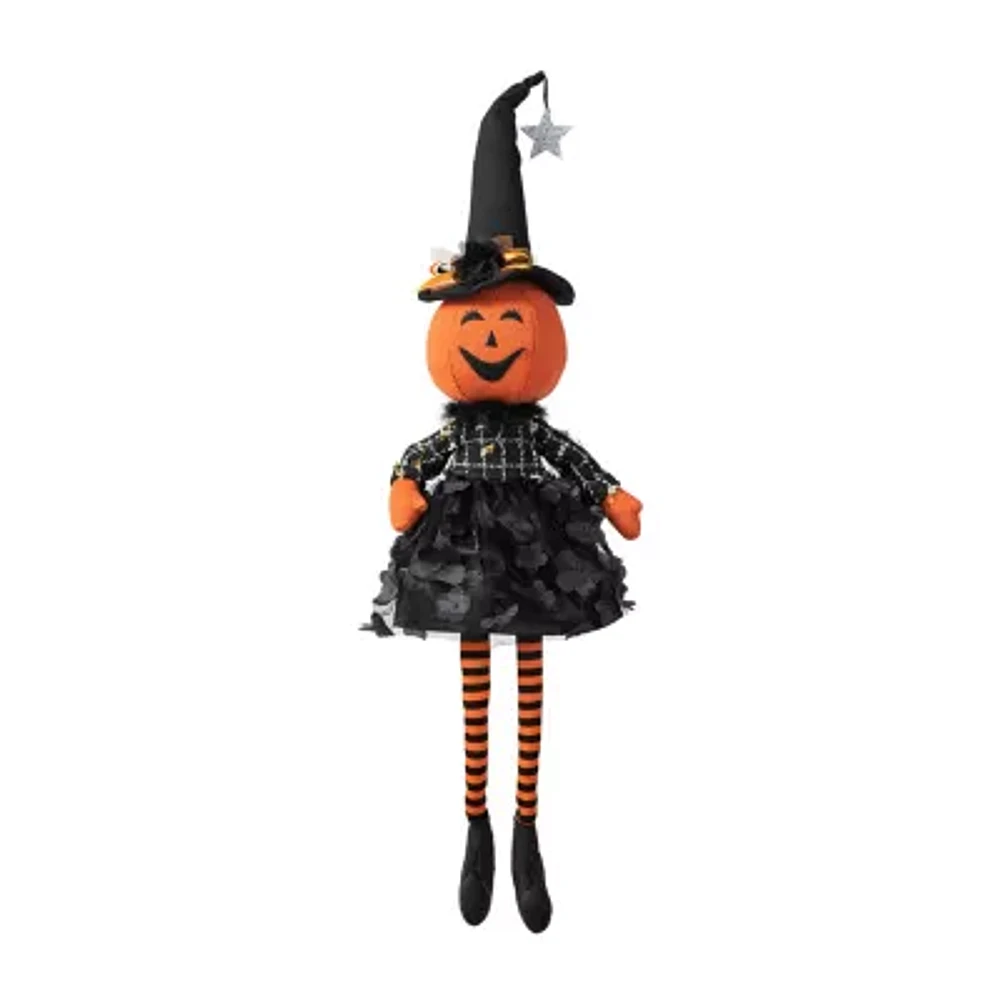 Glitzhome "30""Fabric Dressed Pumpkin Sitter" Halloween Tabletop Decor