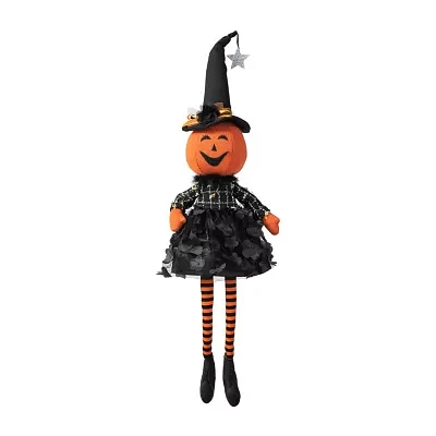 Glitzhome "30""Fabric Dressed Pumpkin Sitter" Halloween Tabletop Decor