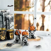 Glitzhome 5.75" Resin Skeleton Pumpkin Table Decor Halloween Tabletop Decor