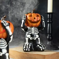 Glitzhome 5.75" Resin Skeleton Pumpkin Table Decor Halloween Tabletop Decor