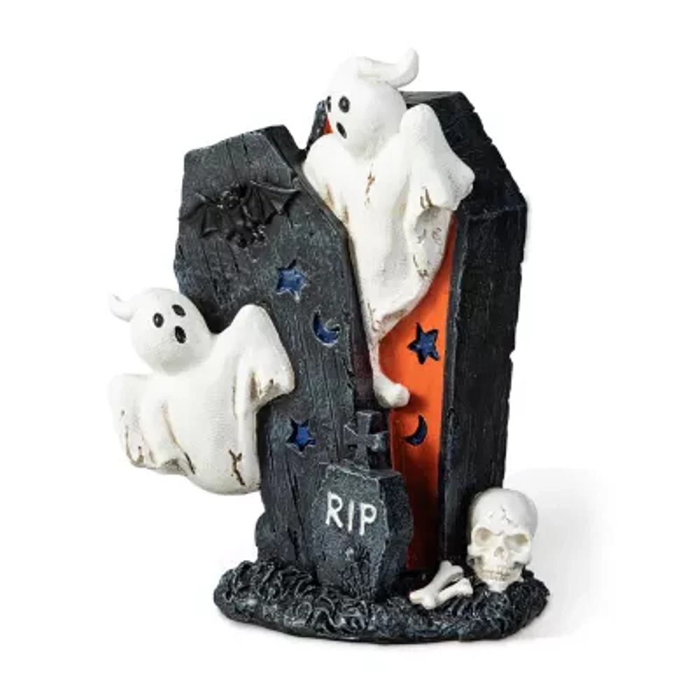 Glitzhome 9.75"Ghost Gravestone Table Decor Halloween Tabletop Decor