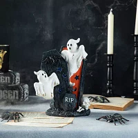 Glitzhome 9.75"Ghost Gravestone Table Decor Halloween Tabletop Decor