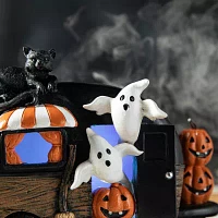 Glitzhome 9.25"Camperw/Ghost&Pumpkin&Cat Table Halloween Tabletop Decor