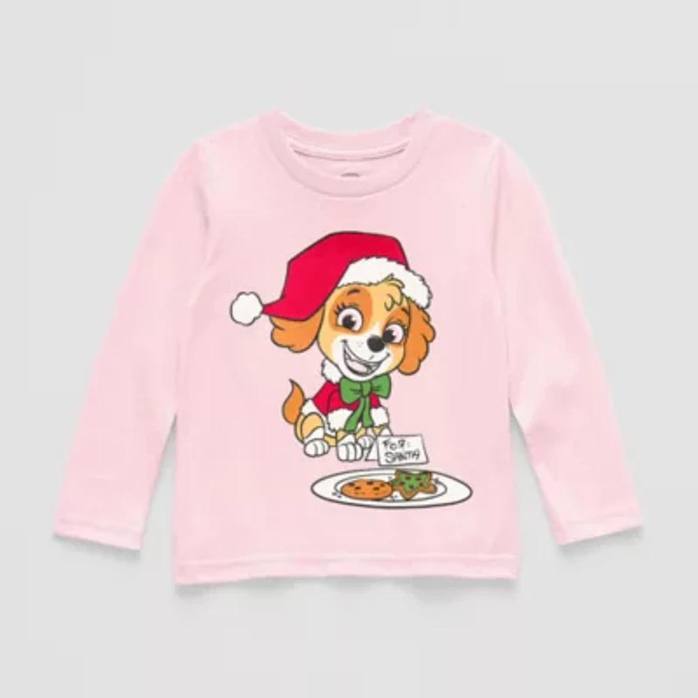 Toddler Girls Crew Neck Long Sleeve Paw Patrol Graphic T-Shirt