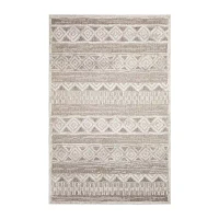 Liora Manne Napoli Diamond Natural Stripe Rectangular Area Rug