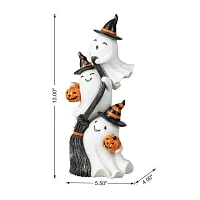 Glitzhome 13"Polyresin Stacked Ghost Table Decor Halloween Tabletop Decor