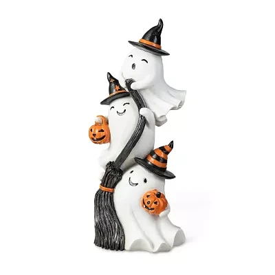 Glitzhome 13"Polyresin Stacked Ghost Table Decor Halloween Tabletop Decor