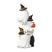 Glitzhome 13"Polyresin Stacked Ghost Table Decor Halloween Tabletop Decor