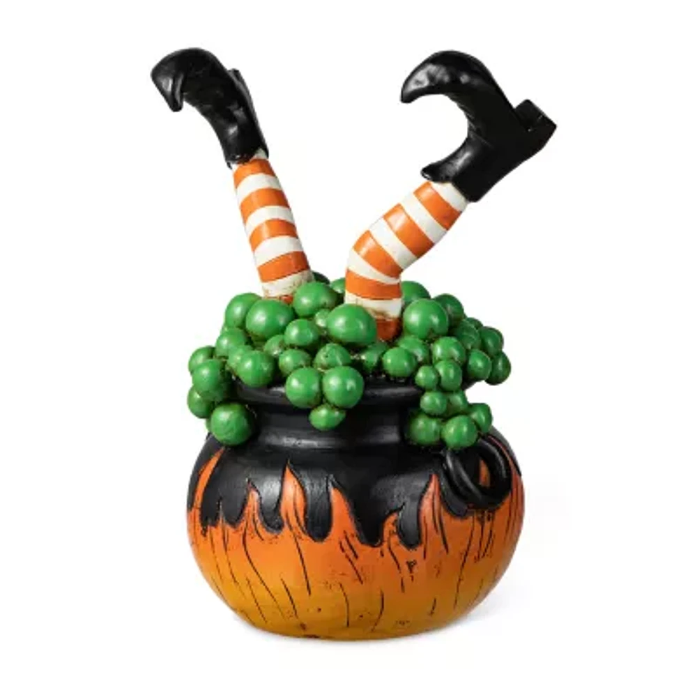 Glitzhome 8.75"Witches With Cauldron Halloween Tabletop Decor