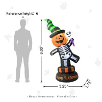 Glitzhome Lighted Skeleton Decor Halloween Outdoor Inflatable