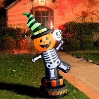 Glitzhome Lighted Skeleton Decor Halloween Outdoor Inflatable