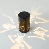 Glitzhome 10.75"H Metal Skeleton Solar Lantern Halloween Outdoor Inflatable