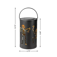 Glitzhome 10.75"H Metal Skeleton Solar Lantern Halloween Outdoor Inflatable