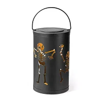 Glitzhome 10.75"H Metal Skeleton Solar Lantern Halloween Outdoor Inflatable