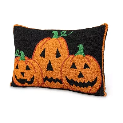 Glitzhome 18"L Hooked Pumpkins Throw Pillow