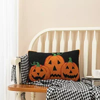 Glitzhome 18"L Hooked Pumpkins Throw Pillow