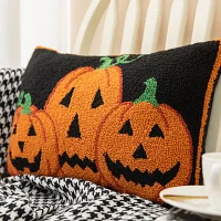 Glitzhome 18"L Hooked Pumpkins Throw Pillow