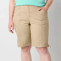 St. John's Bay Womens Mid Rise Bermuda Short-Plus