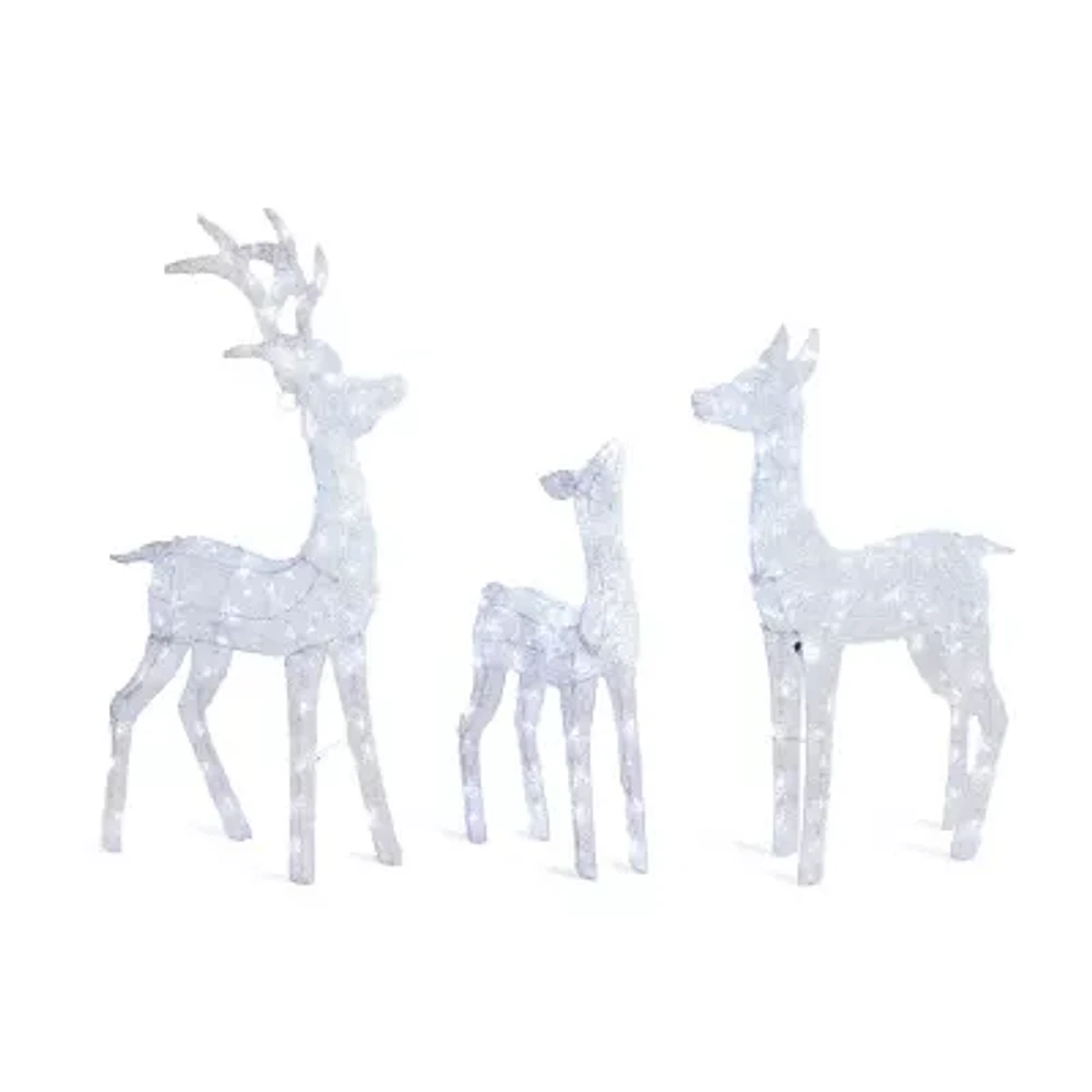 Glitzhome Crystal White Reindeer Christmas Yard Art