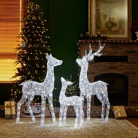 Glitzhome Crystal White Reindeer Christmas Yard Art