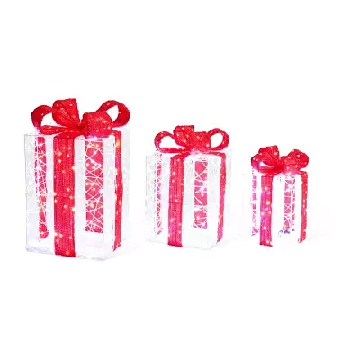 Glitzhome Crystal White Giftbox Christmas Yard Art