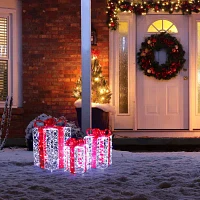 Glitzhome Crystal White Giftbox Christmas Yard Art