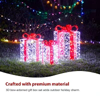 Glitzhome Crystal White Giftbox Christmas Yard Art