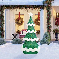 Glitzhome 56.25" Lighted Mesh Tree Christmas Yard Art