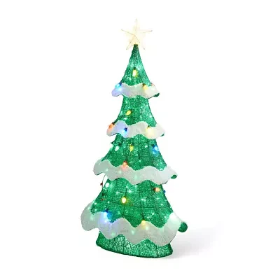 Glitzhome 56.25" Lighted Mesh Tree Christmas Yard Art