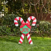 Glitzhome 35.5" Lighted Candy Cane Christmas Yard Art