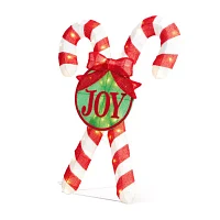 Glitzhome 35.5" Lighted Candy Cane Christmas Yard Art