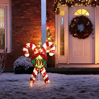 Glitzhome 35.5" Lighted Candy Cane Christmas Yard Art