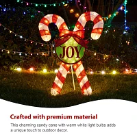 Glitzhome 35.5" Lighted Candy Cane Christmas Yard Art