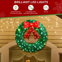 Glitzhome 35.5" Lighted Mesh Wreath Christmas Yard Art