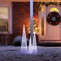 Glitzhome Lighted Crystal White Cone Tree Christmas Yard Art