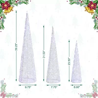 Glitzhome Lighted Crystal White Cone Tree Christmas Yard Art