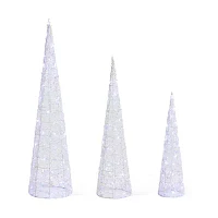 Glitzhome Lighted Crystal White Cone Tree Christmas Yard Art