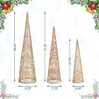 Glitzhome Lighted Plastic Gold Cone Tree Christmas Yard Art