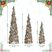 Glitzhome Lighted Plastic Cone Tree Christmas Yard Art