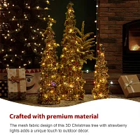 Glitzhome Lighted Plastic Cone Tree Christmas Yard Art