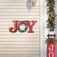 Glitzhome 29.25" Metal Joy Christmas Yard Art