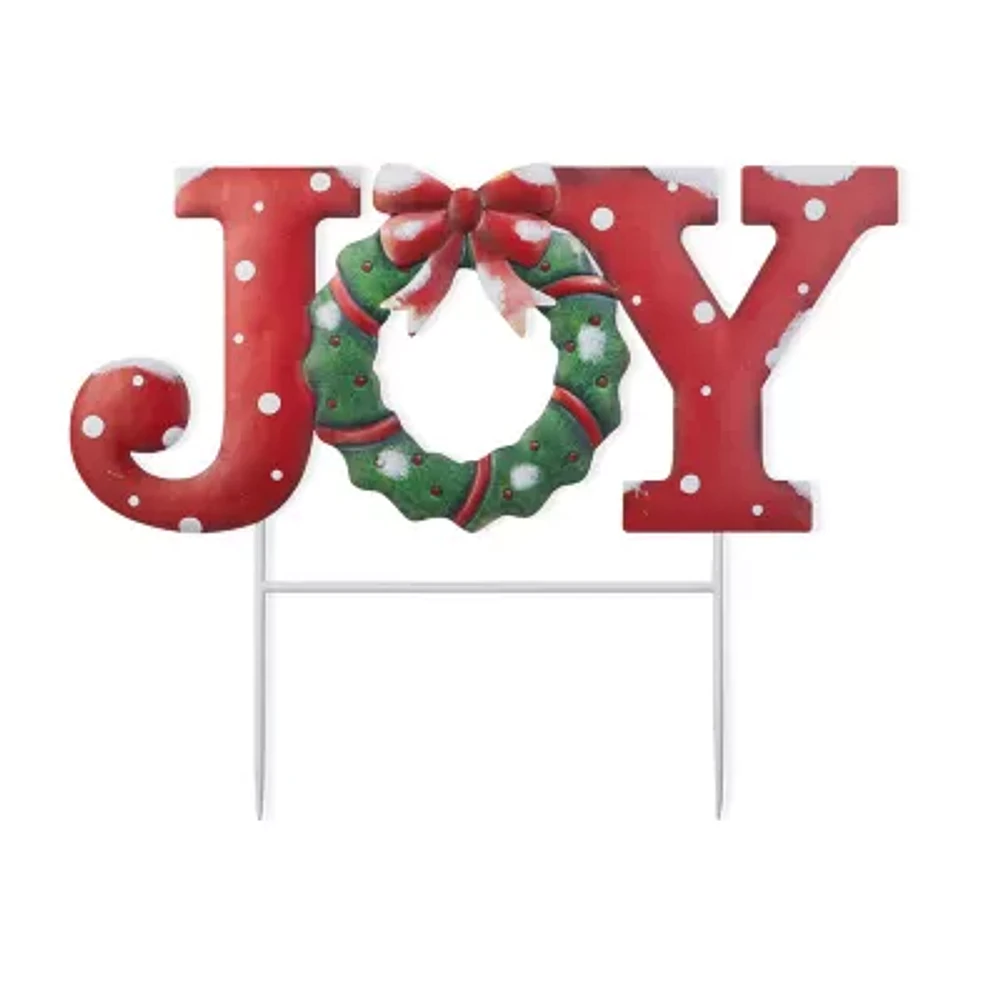 Glitzhome 29.25" Metal Joy Christmas Yard Art