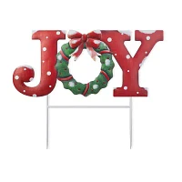 Glitzhome 29.25" Metal Joy Christmas Yard Art