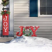 Glitzhome 29.25" Metal Joy Christmas Yard Art