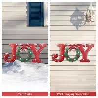 Glitzhome 29.25" Metal Joy Christmas Yard Art