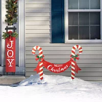 Glitzhome 36" Metal Candy Cane Christmas Yard Art